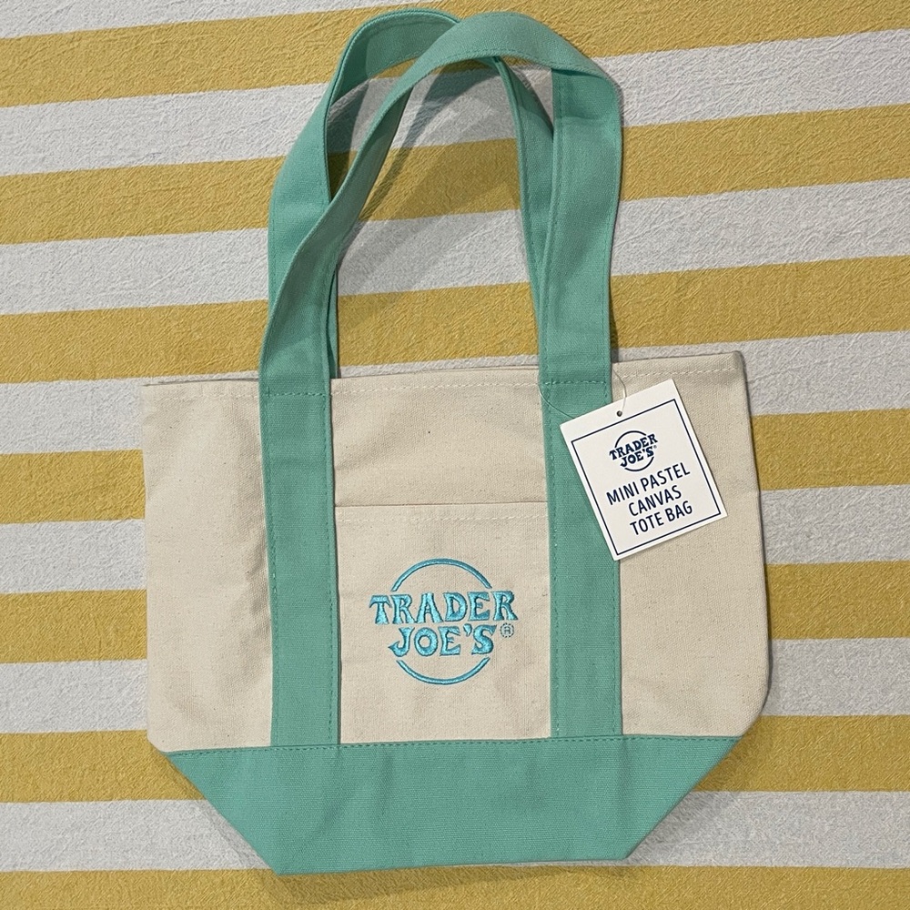 Mini Trader Joe’s Pastel Canvas Tote Bag - Mint